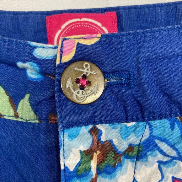 Joules Original Shorts Womens Sz 4 Blue Pink Floral Cotton Twill Chino‎ Pockets - Picture 2 of 11